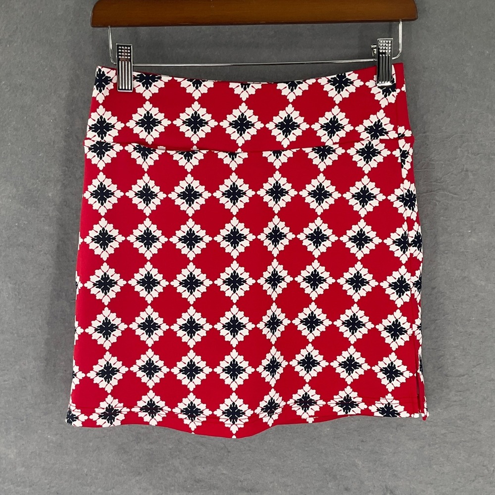 Golftini Skort Womens Skirt XXS Red White Blue Geometric Serendipity Golf Tennis